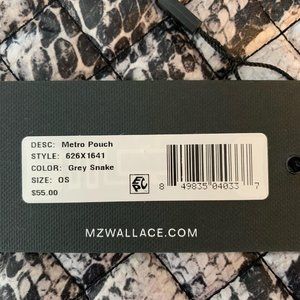 MZ Wallace Metro Pouch Grey Snake NWT